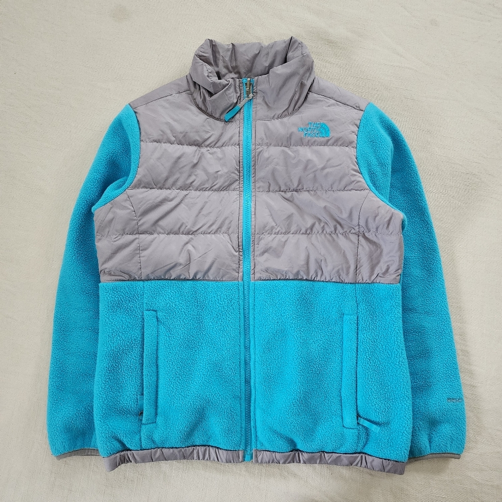 The North Face Blue Gray Fleece Jacket Kids 14 16